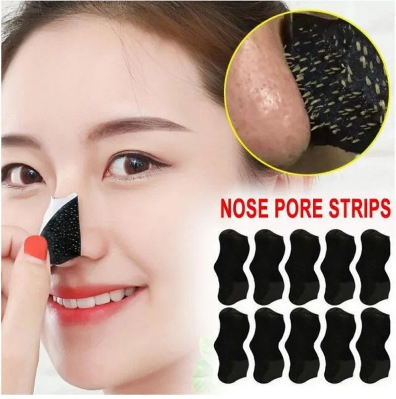 10Pcs Bamboo Charcoal Tearing Nasal Mask Paste Can Quickly Remove Blackheads and Comedones and Restore a Refreshing Nose