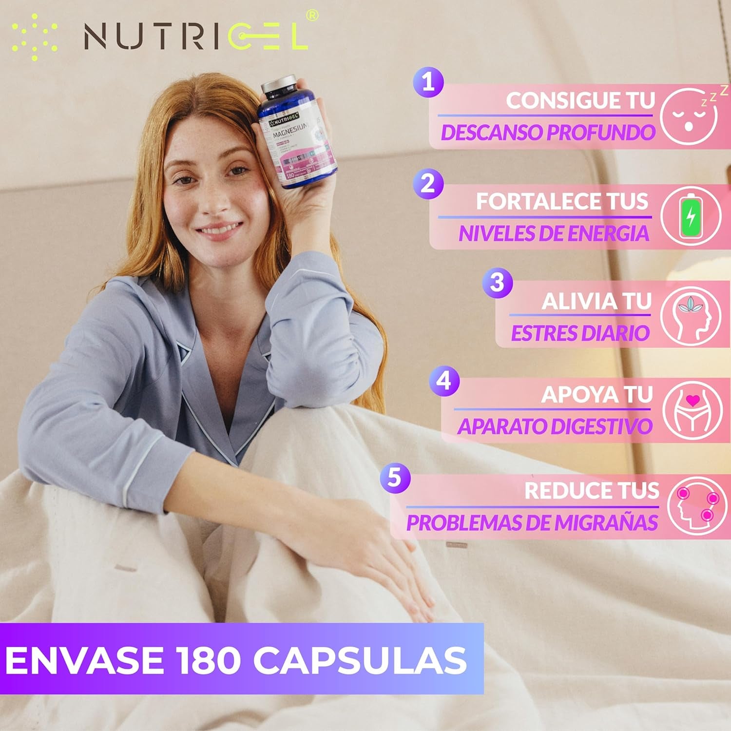 Citrato De Magnesio 1577Mg + Bisglicinato De Magnesio 600Mg - Reduce Cansancio Y Fatiga, Alivia Dolor Articulaciones Y Músculos, Alta Biodisponibilidad | 180 Cápsulas