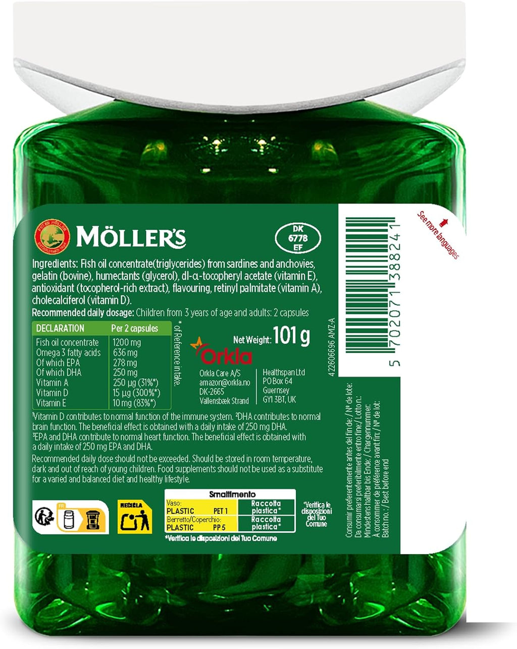 Moller’S ® | Cápsulas De Omega 3 | Aceite De Pescado | Suplemento Dietético Nórdico Con Omega 3 Y EPA, DHA, Vitaminas A, D Y E | Marca Con 166 Años De Historia | Daily Health | 112 Cápsulas